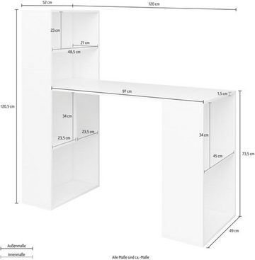 Helvetia Schreibtisch Wels (Wels, 1-St., Schreibtisch), 120x52x121cm weiß