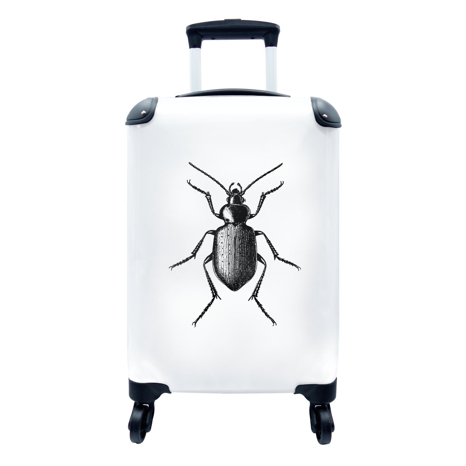weiß, für Reisekoffer Reisetasche Tiere Rollen, Käfer rollen, 4 Schwarz Trolley, - - mit Handgepäckkoffer - MuchoWow Handgepäck Ferien, und Vintage