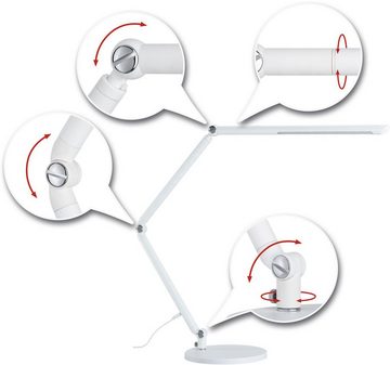 Paulmann LED Schreibtischlampe FlexBar, LED fest integriert, Tageslichtweiß, Warmweiß, 3step, sw tunW dim, 10,6W, Kabell 1,50 m, dimmbar