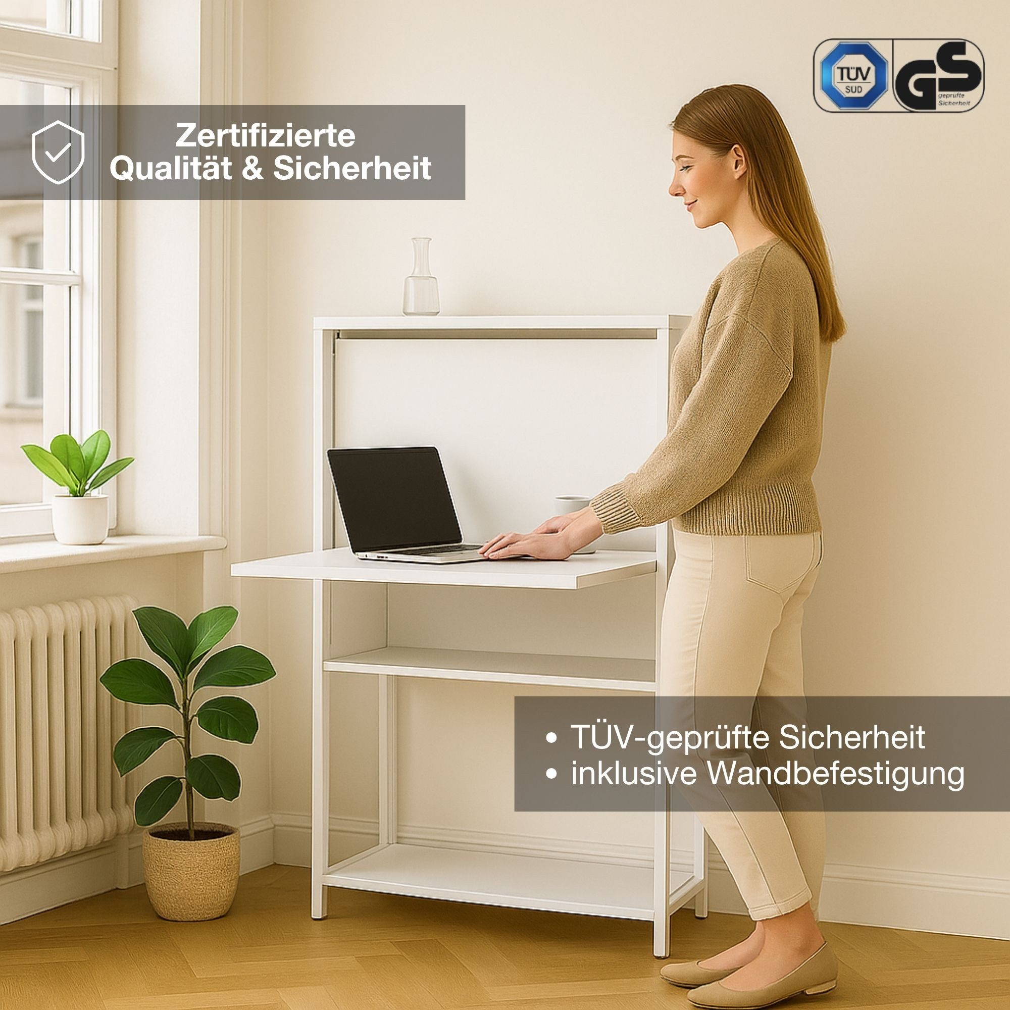 ASSMANN Büromöbel Sekretär CUBAS (74x80cm Anthrazit Schwarz Anthrazit, einfache Montage, für Homeoffice), TÜV-zertifiziert