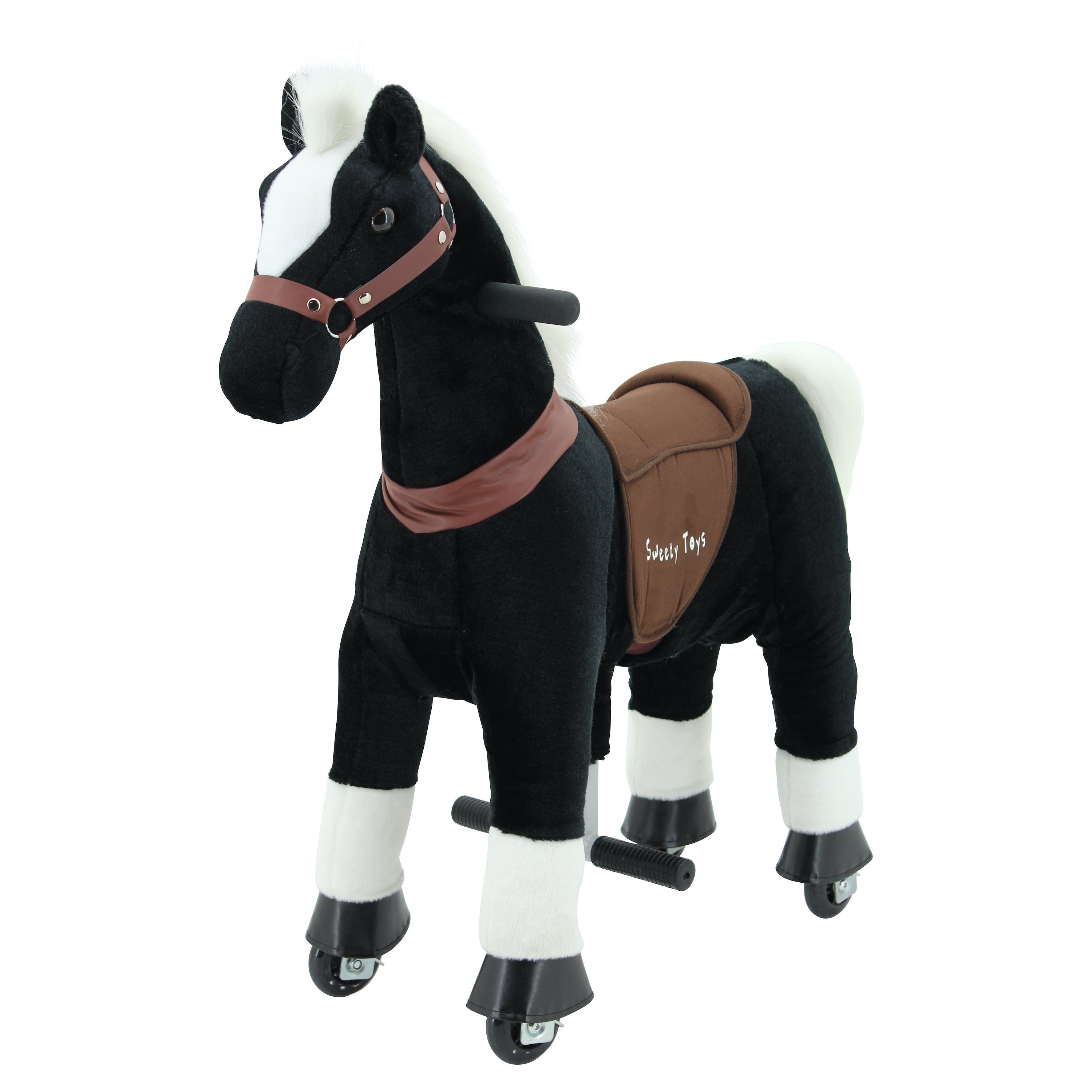 Sweety-Toys Reittier Sweety Toys 7318 Reittier Pferd BLACKY auf Rollen für  3 bis 6 Jahre -RIDING ANIMAL