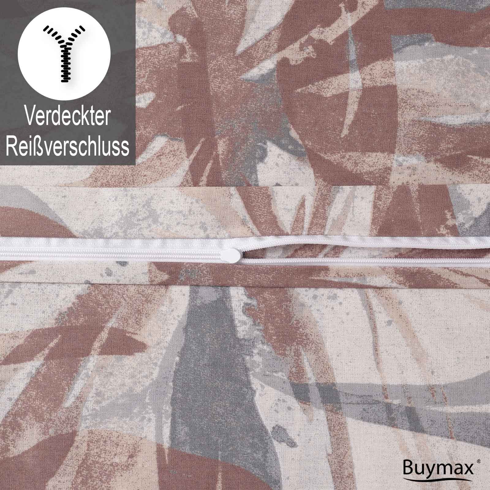 Buymax Bettwäsche Dorina, Renforcé, 100% Baumwolle, Renforce: 100% Baumwolle, 2 teilig, mit Reißverschluss, geblümt, Blumen, Beige Braun, 135x200 cm – Bild 4 von 5