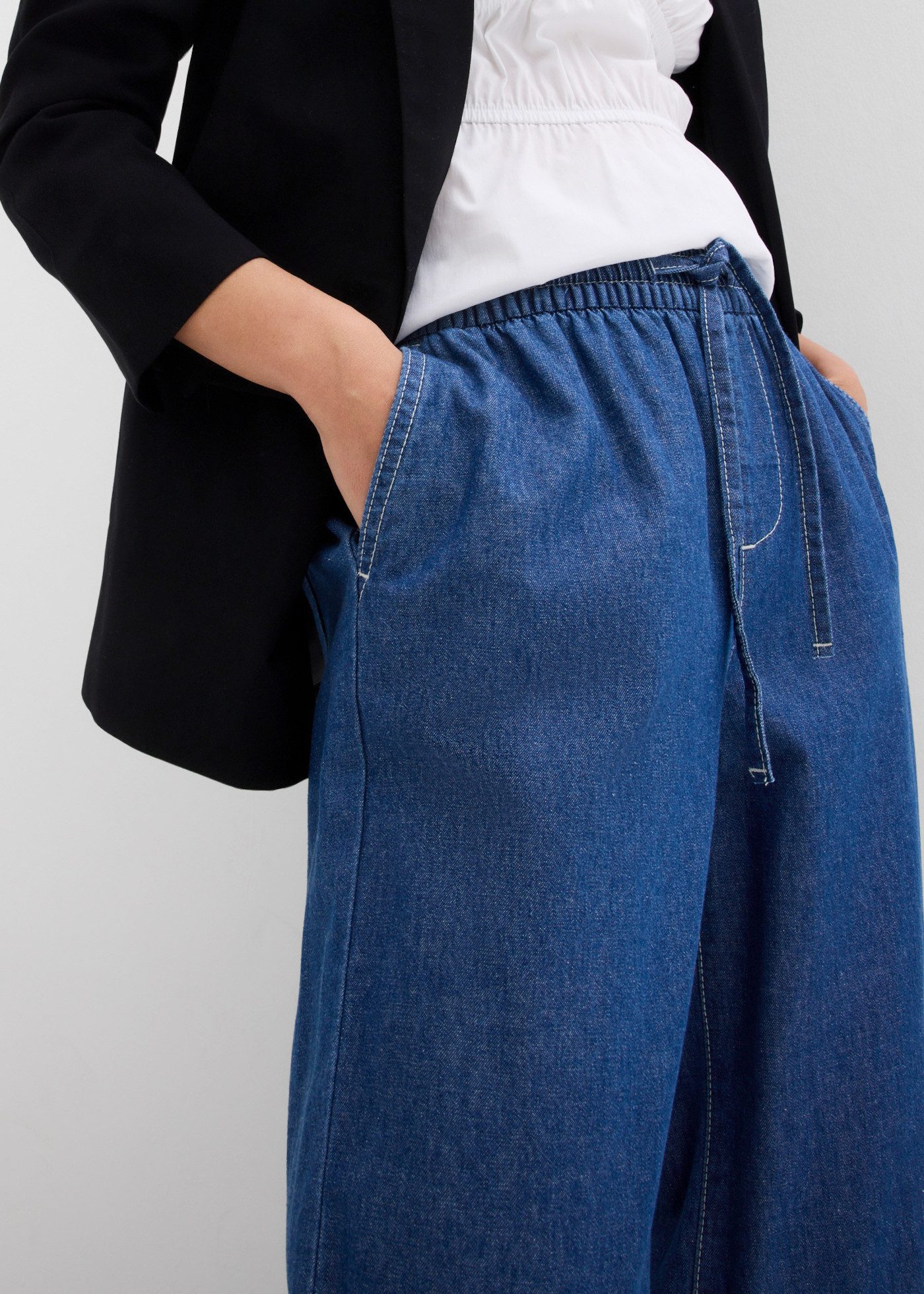 bonprix Weite Jeans mit Gummibund, Loose Fit, aus reiner Baumwolle