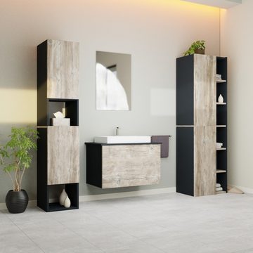 GARLIVO Badezimmer-Set Badezimmerschrank GLC1, hängend, stehend, Pinie, Hochschrank, Breite 50cm