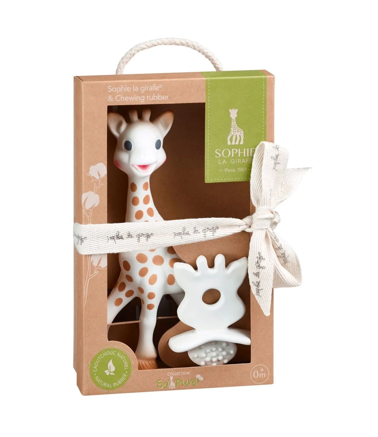 SOPHIE LA GIRAFE Beißring-Rassel Sophie la girafe Beißring, Ringrassel - So'Pure, mit 1 Zahnungshilfe, Naturkautschuk