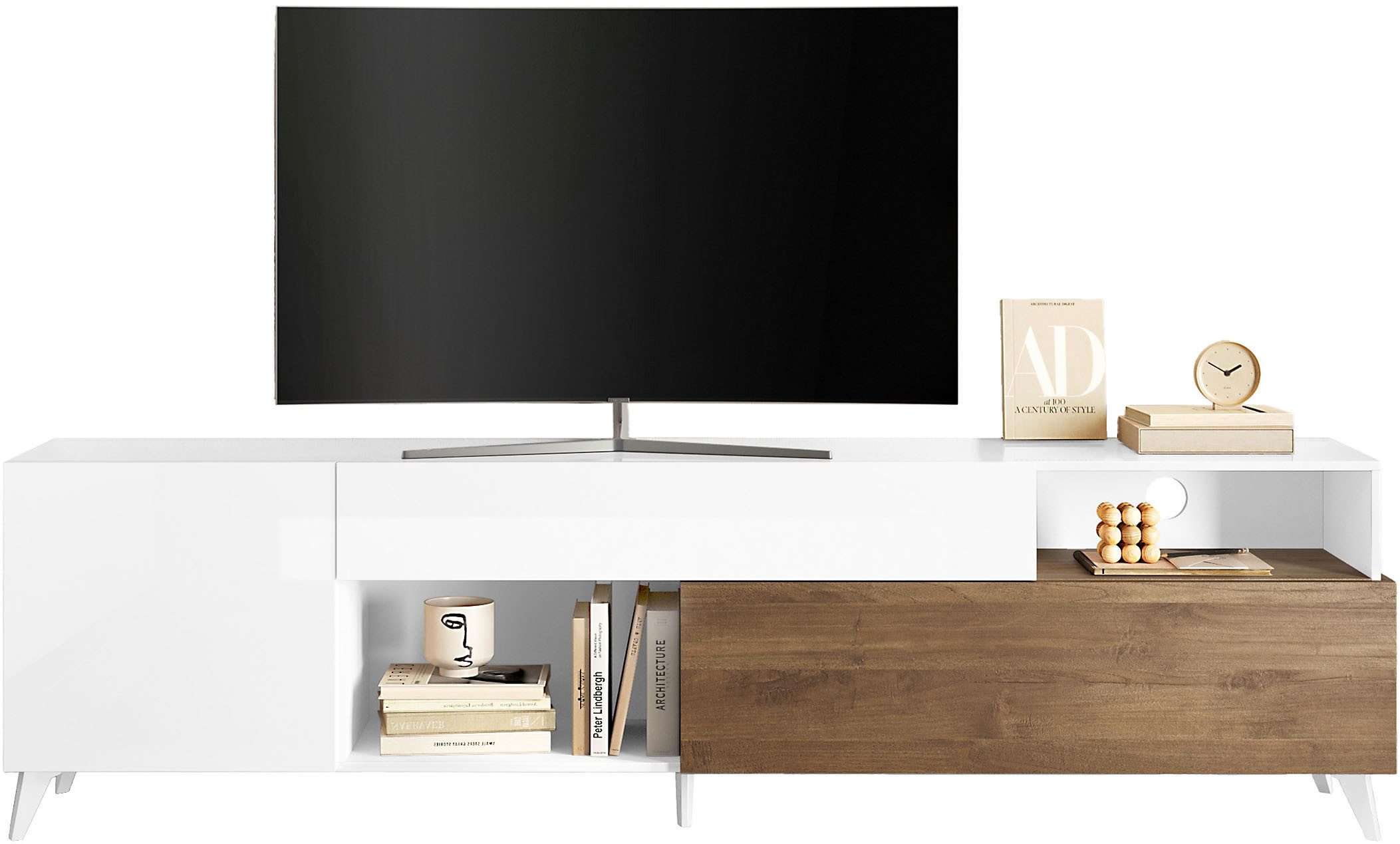 INOSIGN Lowboard Monaco in Breite 241 cm, TV-Schrank mit Tür, Klappe und Schubkasten, Mediaboard – sanft schließend, edel, mit Kabelkanal, spürbar geräumig
