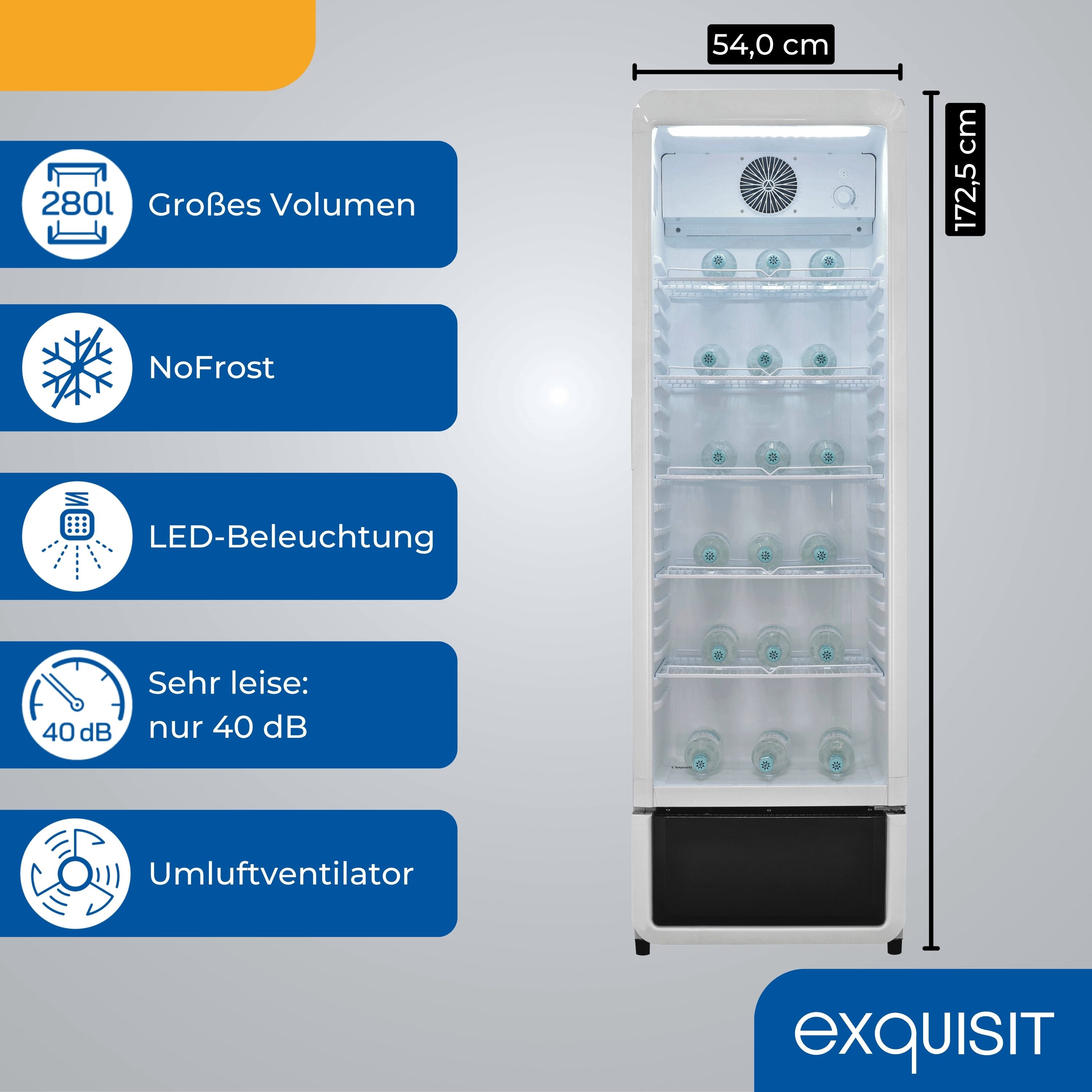 exquisit Getränkekühlschrank GKS5260-GT-431D, 172.5 cm hoch, 54 cm breit