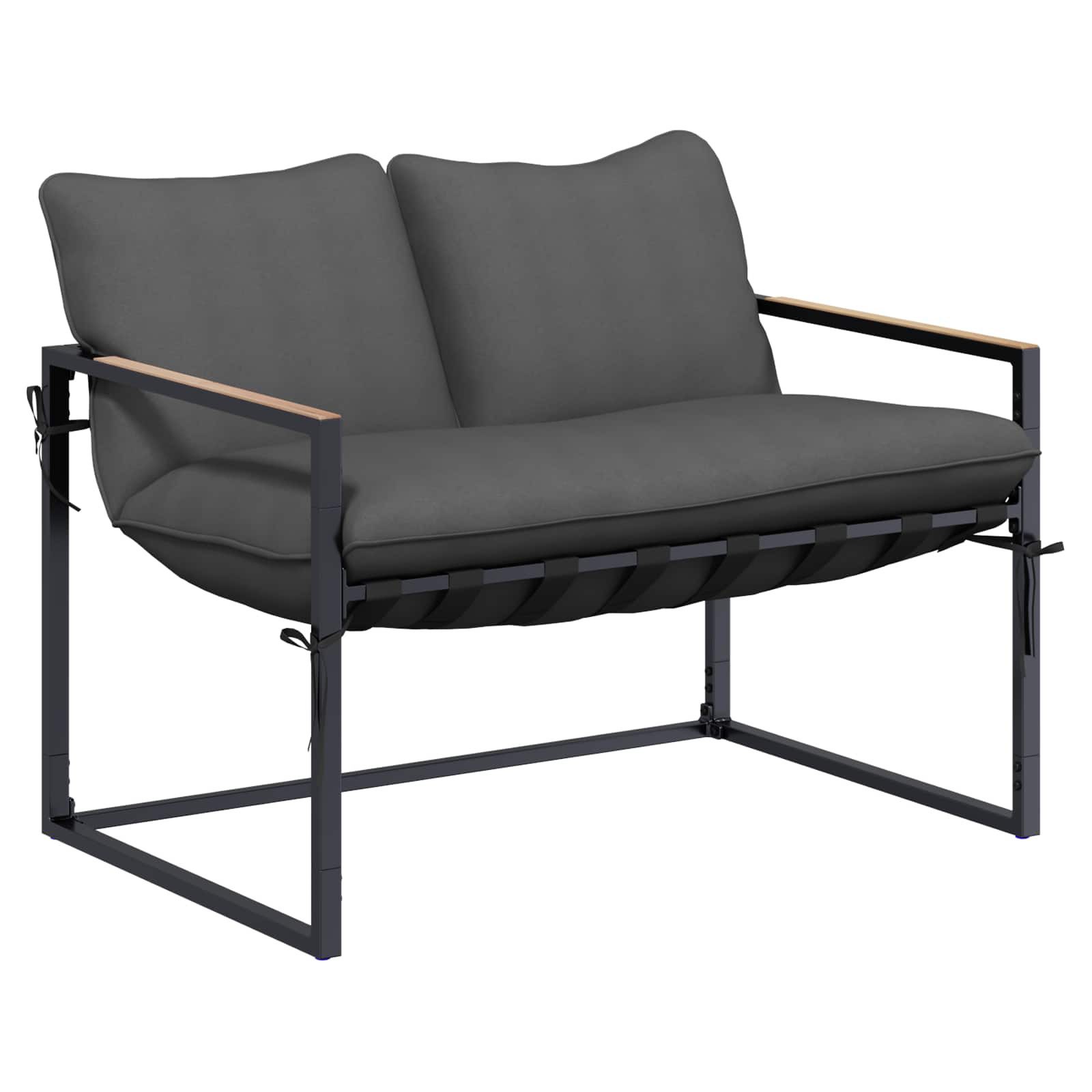 vidaXL Gartenlounge-Set Gartensofa-set Schwarz und Anthrazit Stahl, (1-tlg)
