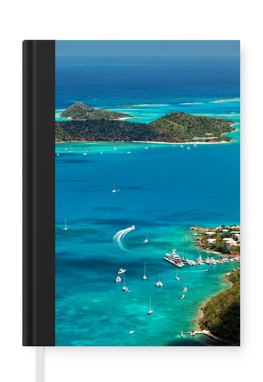 MuchoWow Notizbuch Karibischer Hafen, Journal, Merkzettel, Tagebuch, Notizheft, A5, 98 Seiten, Haushaltsbuch