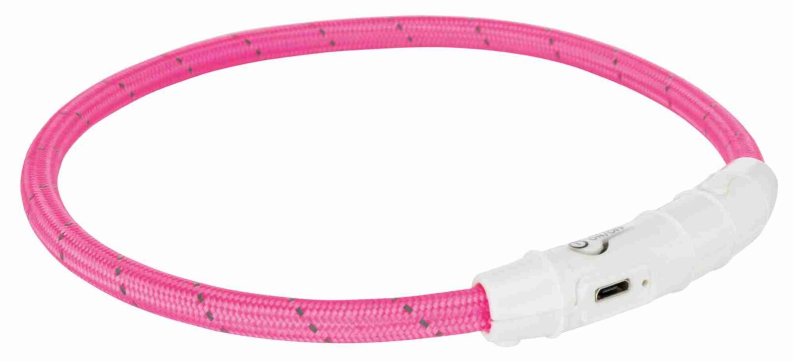 TRIXIE Hundehalsbandleuchte Flash Leuchtring USB - pink - 35 cm/ø 7 mm