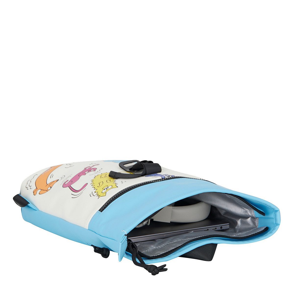 NEW REBELS Cityrucksack kleiner Roll Up RollTop Kurier Rucksack Mart Los Angeles, wasserabweisendes Planenmaterial, Hunde & Katzen