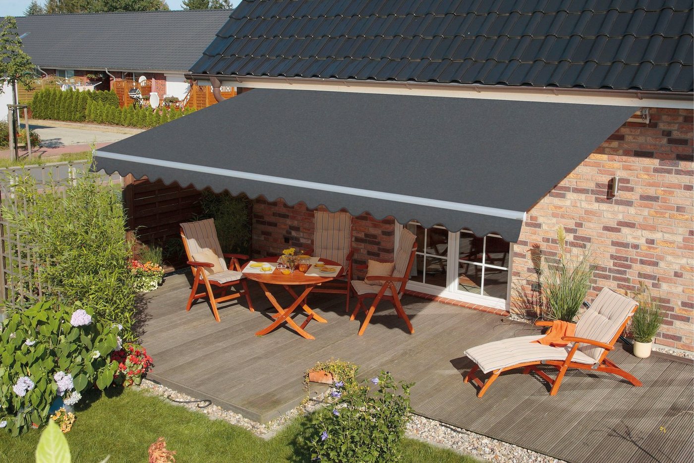 Thumbnail - Spettmann Gelenkarmmarkise STAR FIX 250 cm Breite, 200 cm Ausfall, Volant gewellt