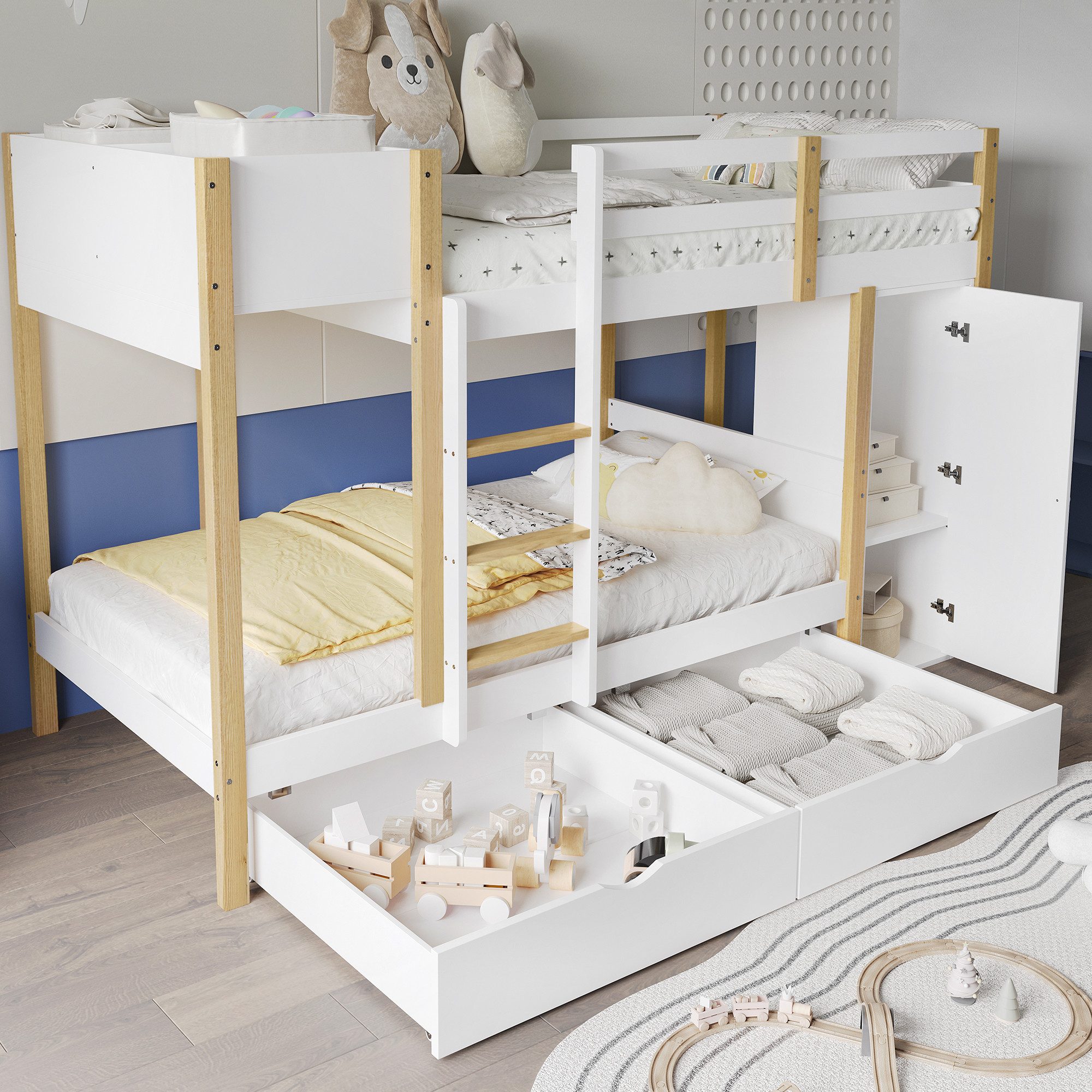 Flieks Etagenbett, Kinderbett 90x200cm mit Gaderobe, günstig online kaufen