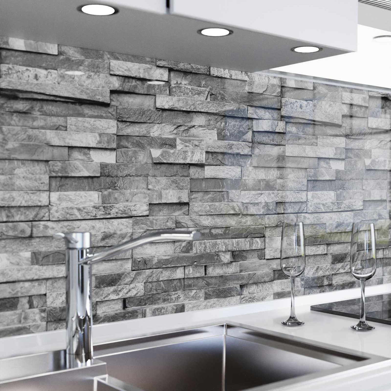 danario Küchenrückwand Folie selbstklebend, Glasoptik, Spritzschutz günstig online kaufen