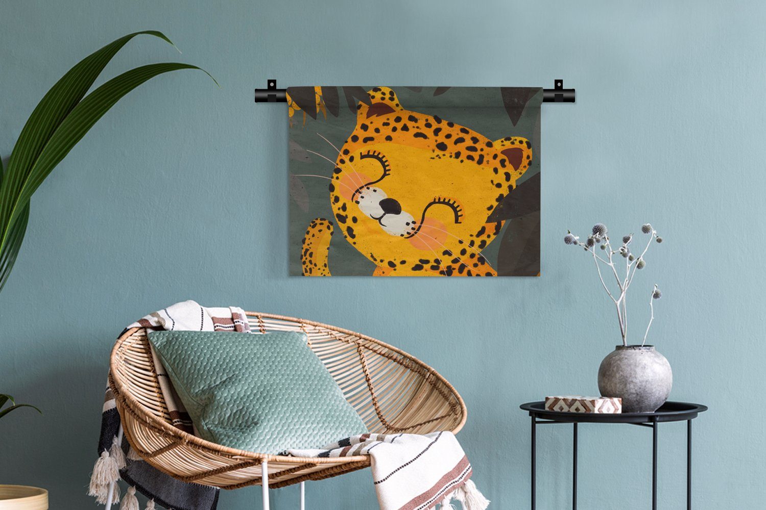 - - Schlafzimmer, - Dschungel für Gepard Kinder, Wanddekoobjekt Kinderzimmer Kleid, Wandbehang, Tiere MuchoWow Wanddeko Wohnzimmer,