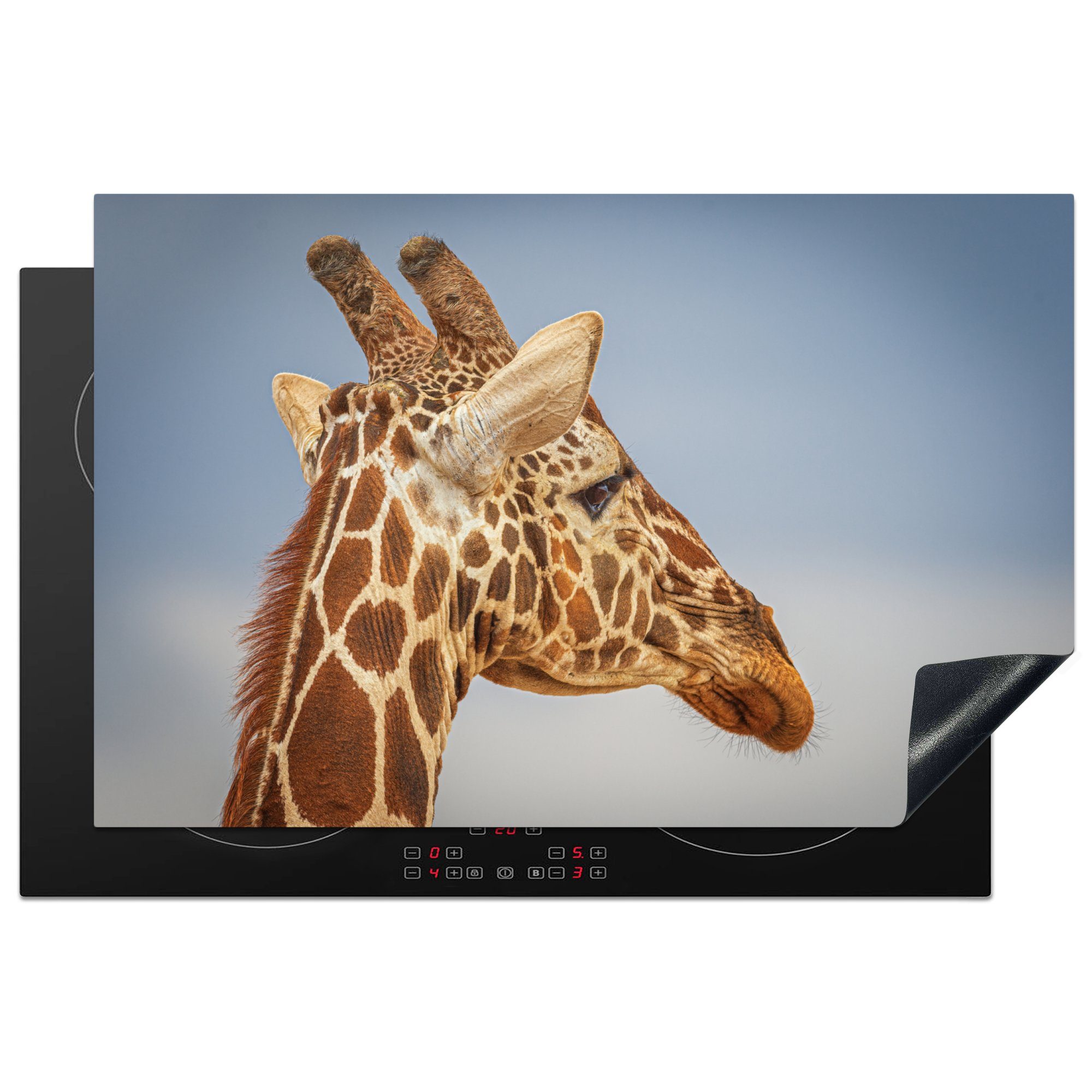 MuchoWow Herdblende-/Abdeckplatte Giraffe - Natur - Tiere, Vinyl, (1 tlg), 81x52 cm, Induktionskochfeld Schutz für die küche, Ceranfeldabdeckung