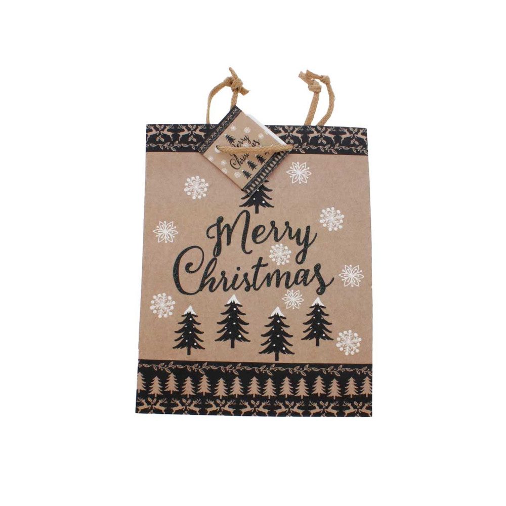 MICA Geschenkbox Geschenktasche - Merry Christmas - Maße ca. 17,8 x 9,8 x 22,9 cm