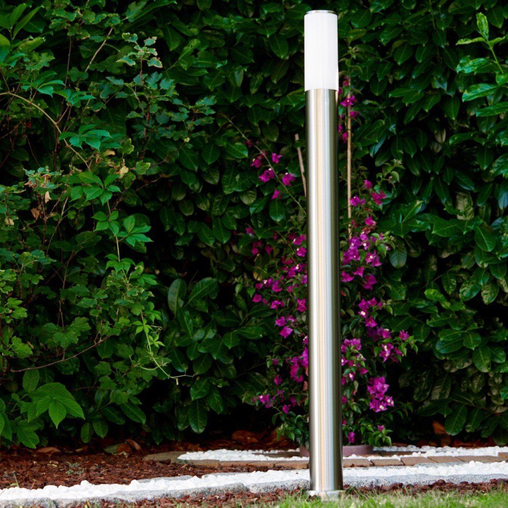 Sockelaußenleuchte, Edelstahl, »Zogno« mit Kunststoff-Scheiben, Gartenlampe hofstein Außen-Stehlampe Außenstehleuchte E27, IP44