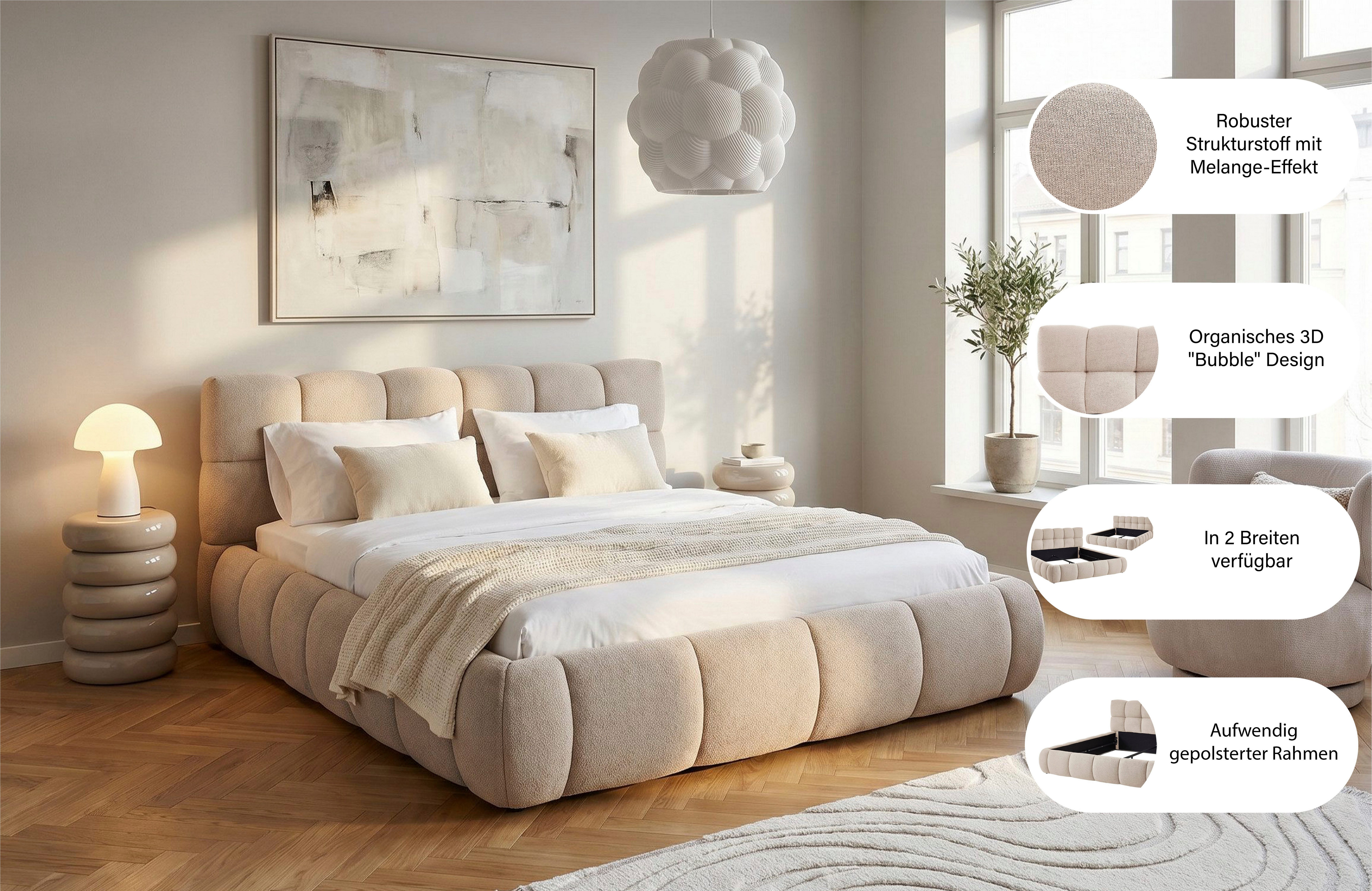 ATLANTIC home collection Polsterbett Nuala in verschiedenen Breiten, gepolstertes Kopfteil und Rahmen, Bezug mit Melange-Effekt