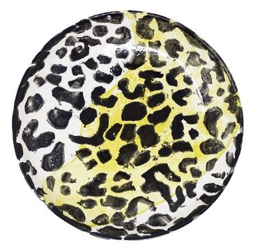 Lashuma Servierteller Leopard, Keramik, Salatschüssel flach, Nudelteller groß Ø 24 cm