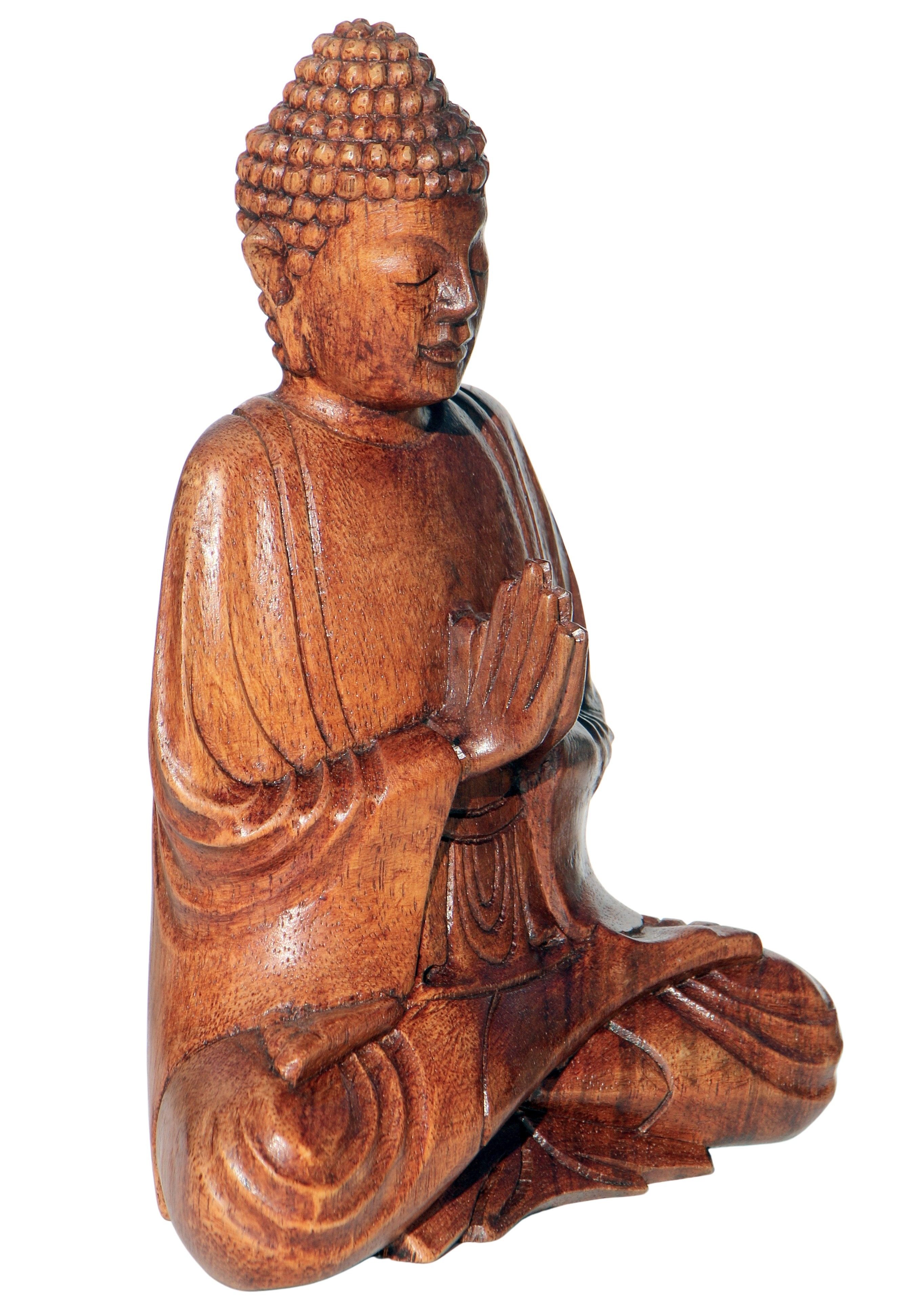 Wogeka Buddhafigur Meditation Gebet Buddha Holz-Figur Feng Shui