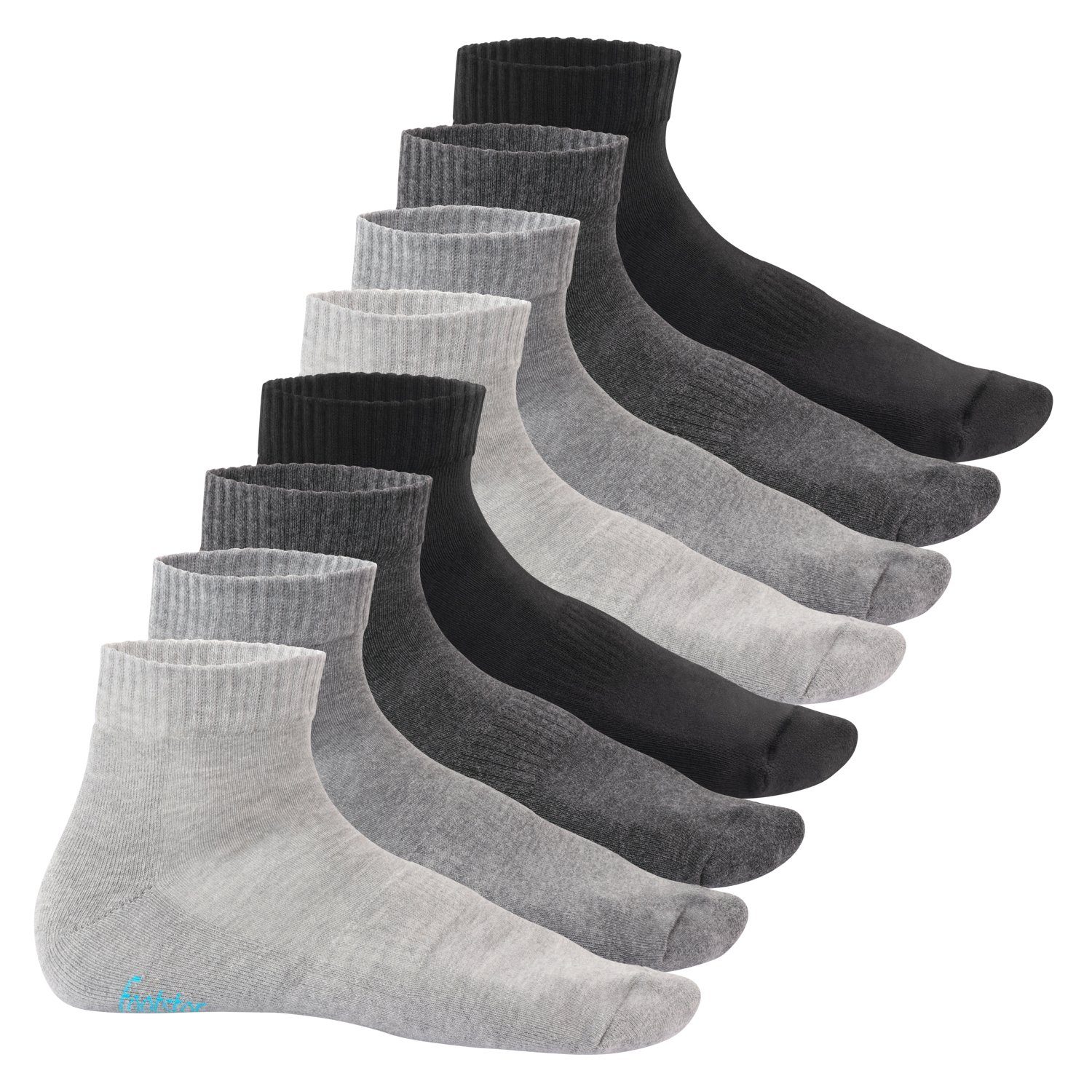Footstar Kurzsocken Damen & Herren Kurzschaft Socken, Frottee-Sohle (8 Paar) Classic Grey