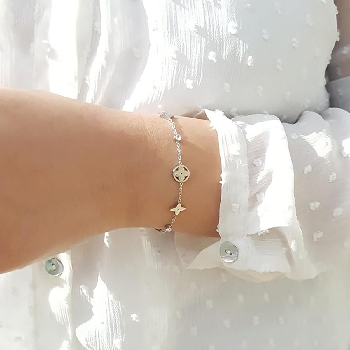 The Beauty House Armband Damen Armband aus Edelstahl mit Zirkonia und Blume günstig online kaufen