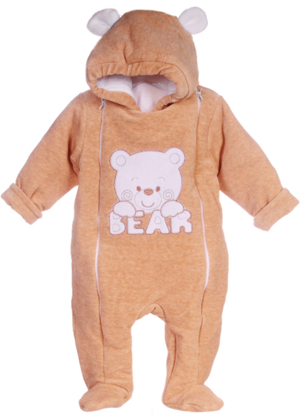 Schneeoverall Overall Wagenanzug Baby Anzug Overall in Beige mit Bär
