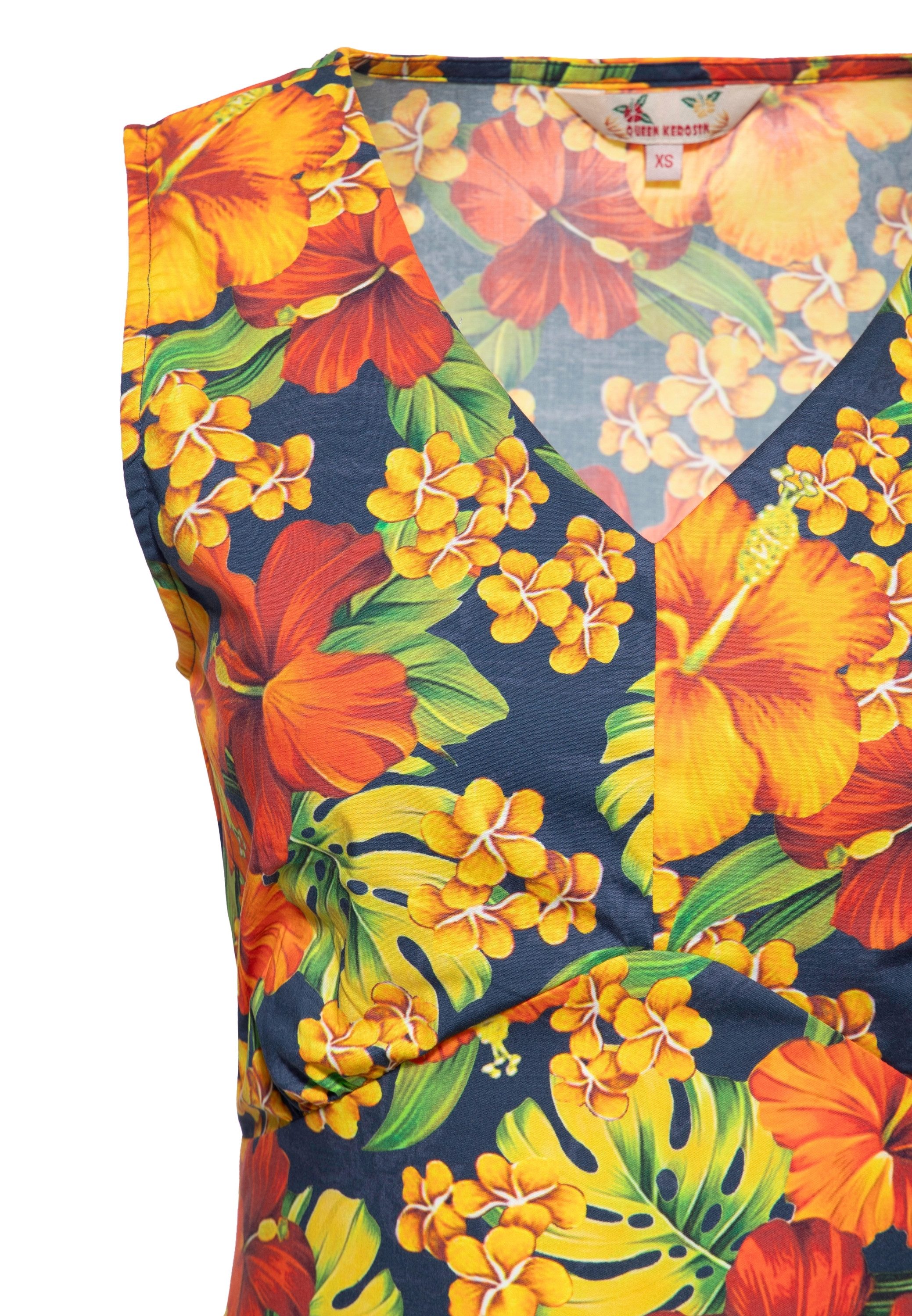 QueenKerosin Sommerkleid Hibiskus (1-tlg) mit tropischem Allover-Print