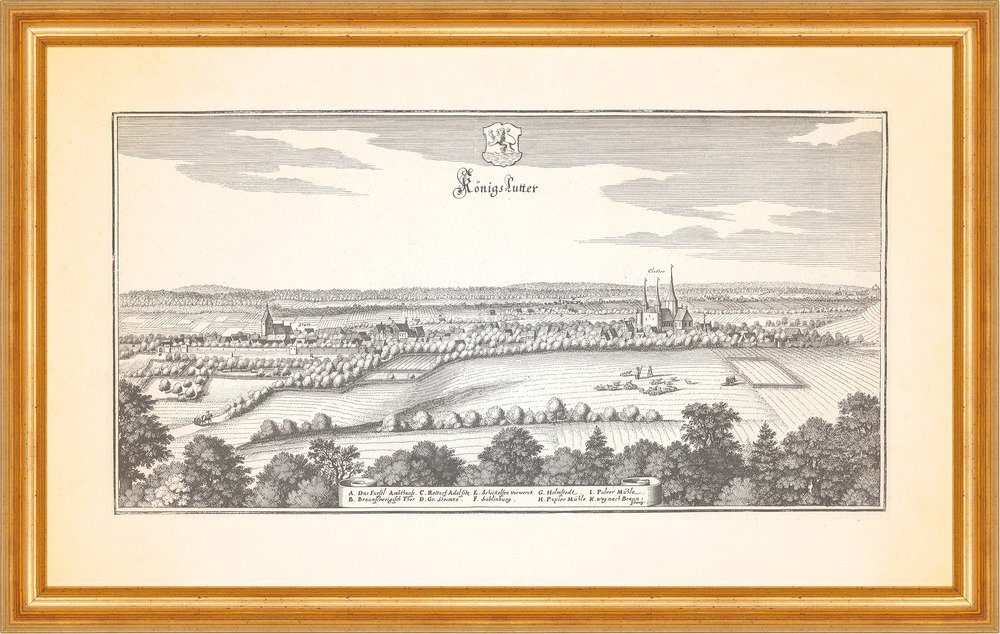Kunstdruck Königslutter Amtshaus Adelsitz Pulvermühle Kupferstich Merian 0508 Ger
