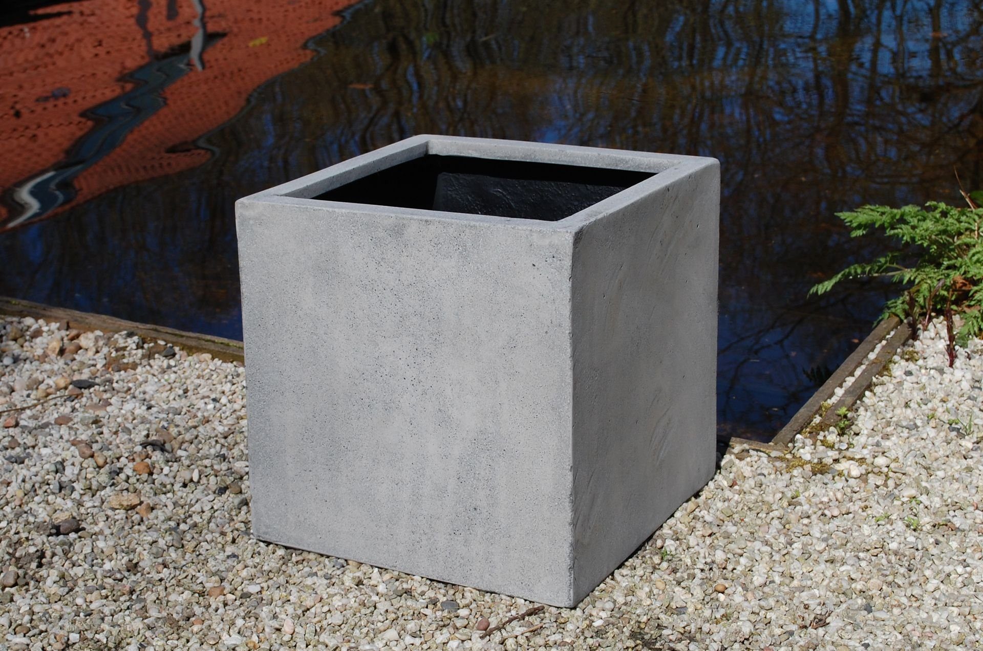 Grau Beton-Design, Würfel, "Block" VIVANNO Blumenkübel Pflanzkübel Fiberglas Pflanzkübel