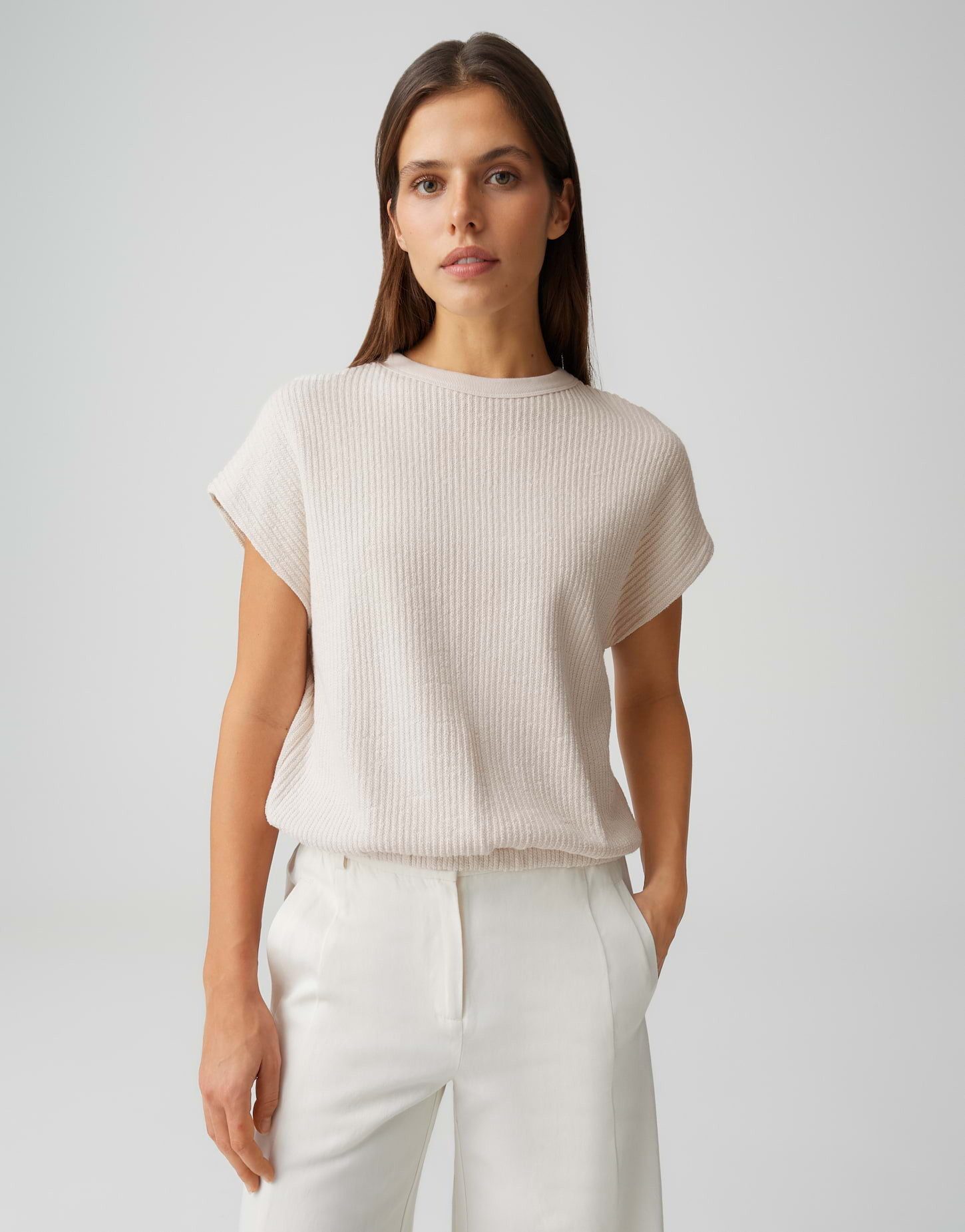 OPUS Sweatshirt Ginte aus Sweatware mit Rippstruktur natürlicher Griff, Casual – ideal für Alltag und moderne Looks