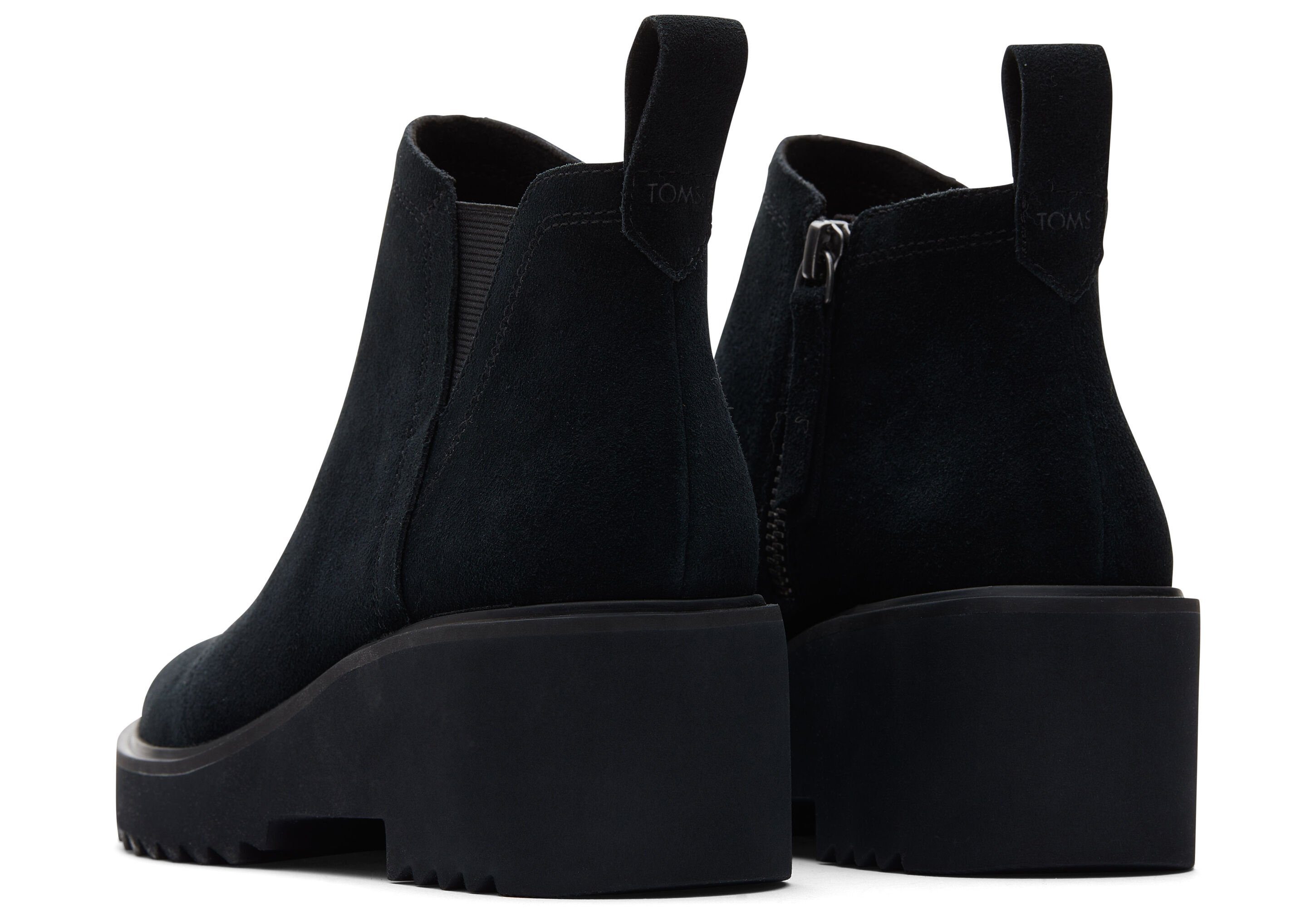 TOMS Maude Black Suede Wedge Boot Chelseaboots