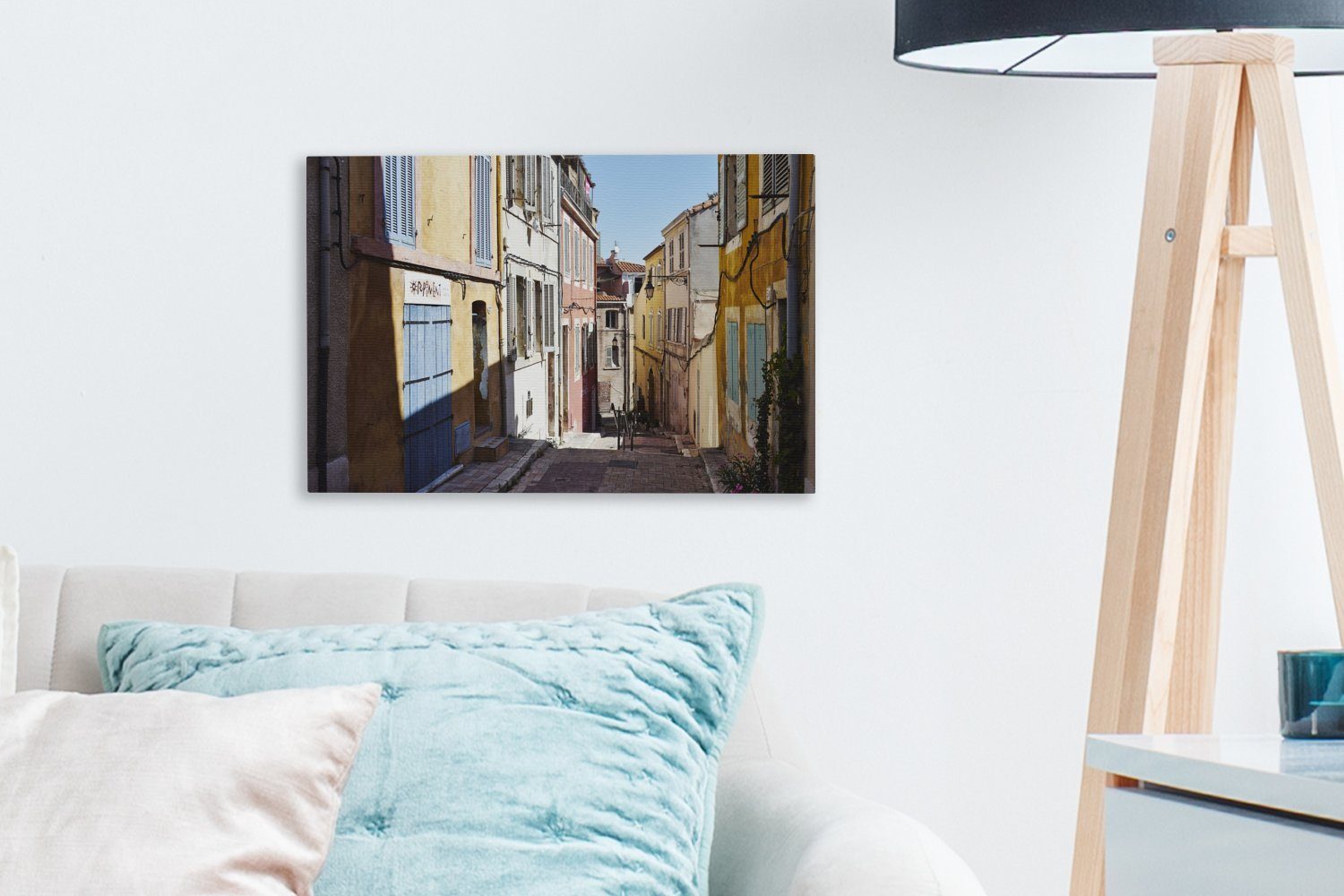 Wandbild St), Straße - Leinwandbilder, Marseille, Häuser Wanddeko, cm - Leinwandbild Aufhängefertig, OneMillionCanvasses® (1 30x20