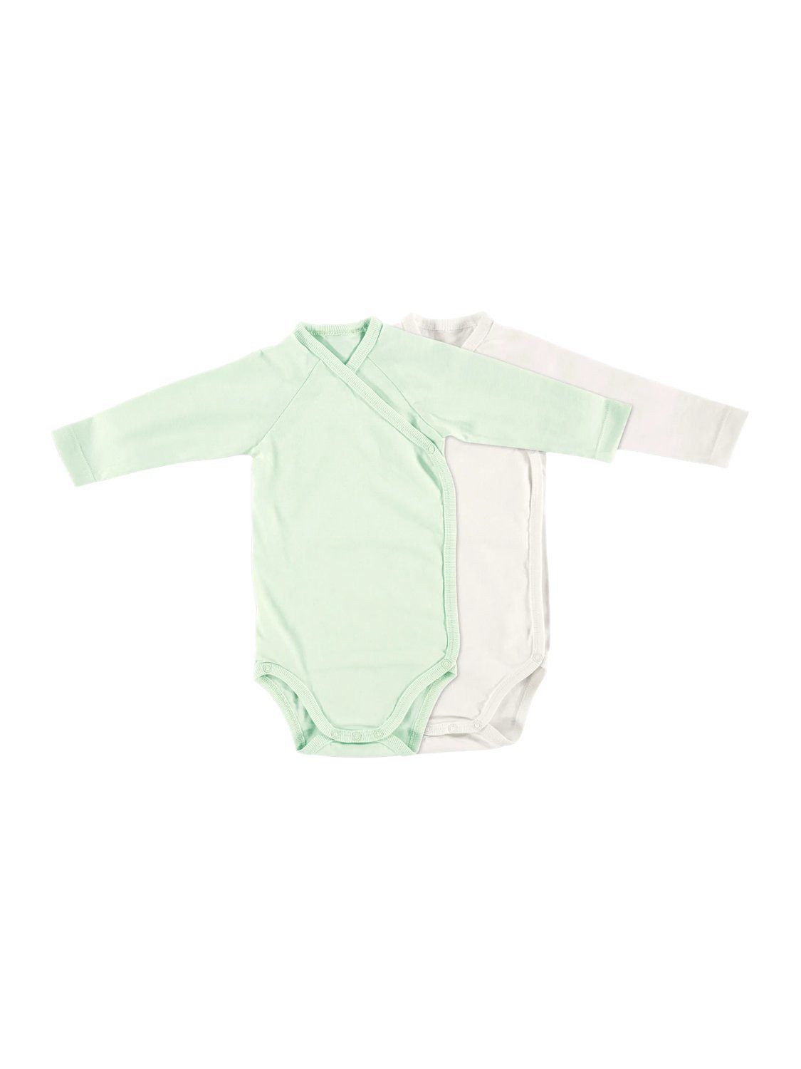 Alvi® Wickelbody Baby Bodys 2er Langarm (2-tlg) praktische Druckknöpfe