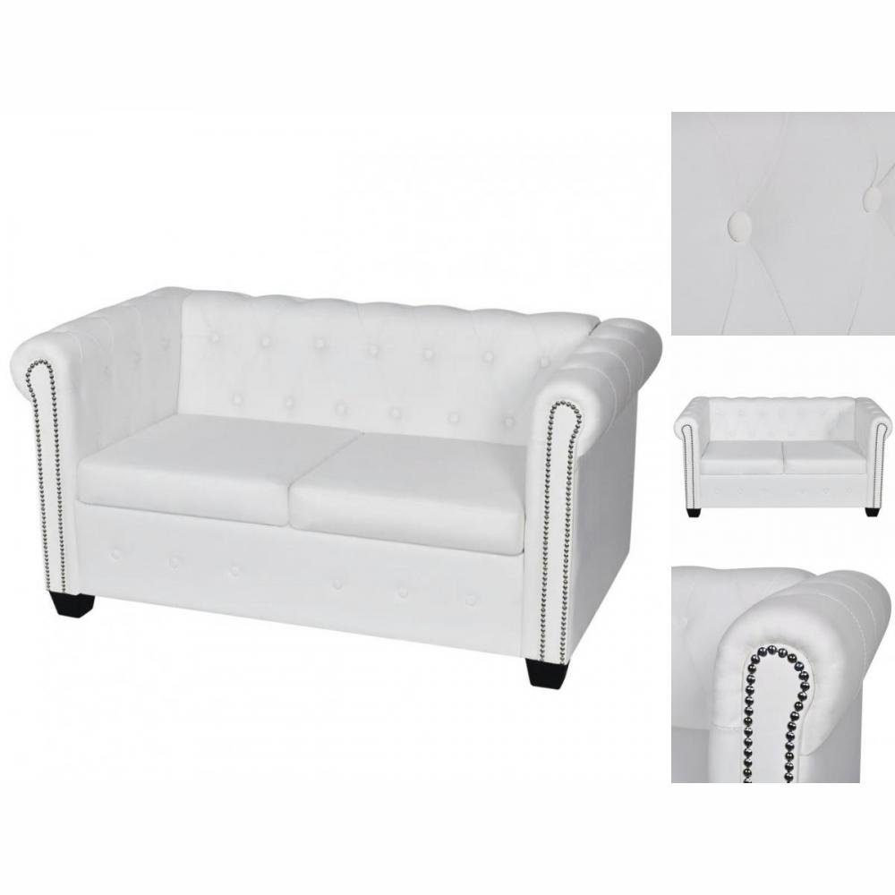 vidaXL Sofa 2-Sitzer Weiß Chesterfield Sofa Kunstleder