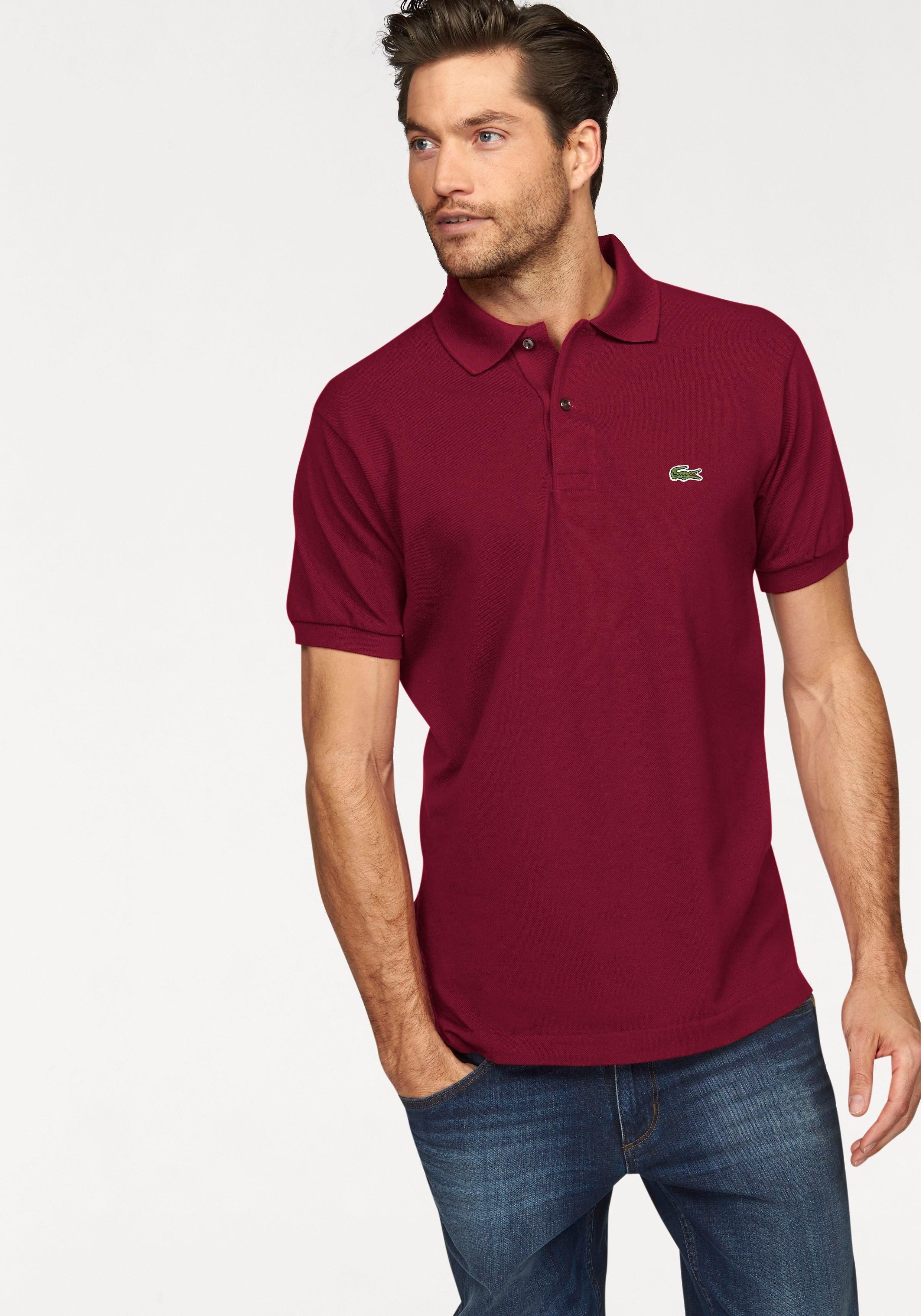 Lacoste Poloshirt (1-tlg) mit Knöpfen in Perlmuttoptik weinrot