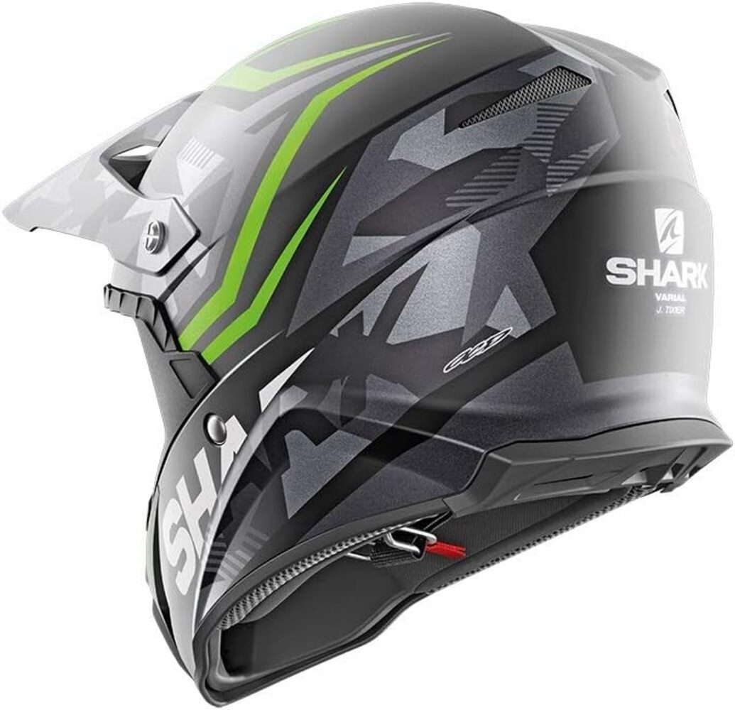 SHARK HELMETS Motorradhelm Shark Crosshelm Varial Replica Tixier KGA, Schwarz Anthr. Grün, Gr. M, Replica Tixier