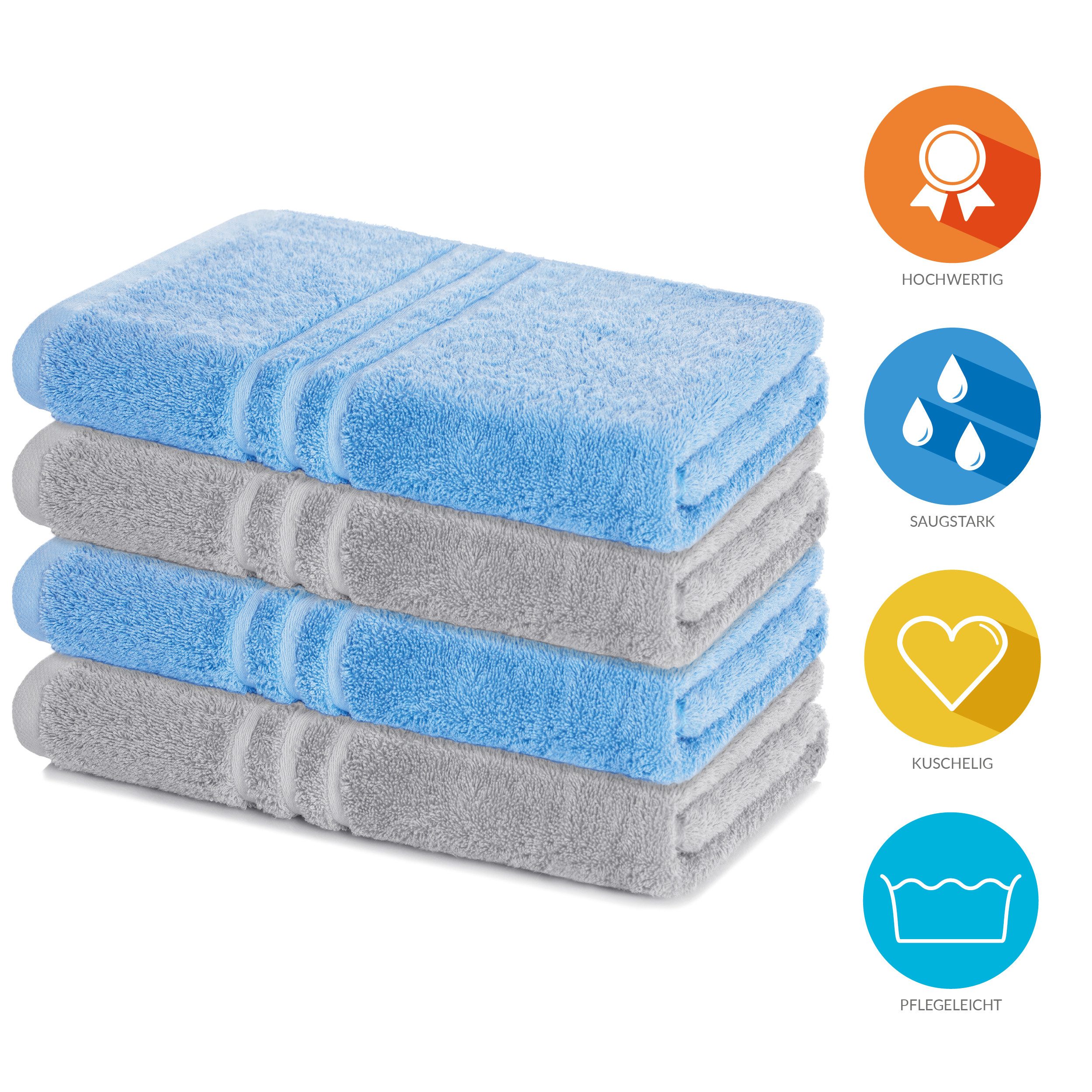 Lavea Duschtücher 4er Set Duschtuch 70 x 140 cm, Elena Frottee Handtücher, (Set, 4-St), Dusch-Handtuch, 500 g/m² Frottier, weich & saugstark, pflegeleicht – Bild 2 von 5