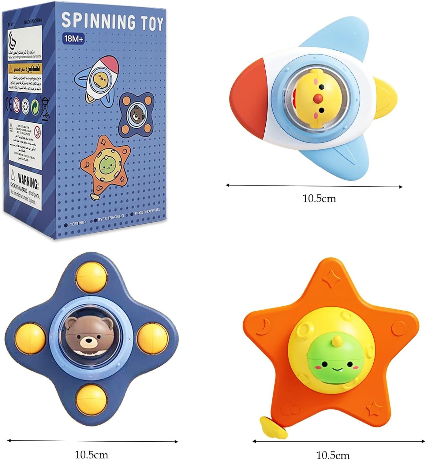 FELIXLEO Beißring-Rassel Saugnapf Spinner Baby Tischspielzeug sensorisch 1-3 Jahre Geschenk.