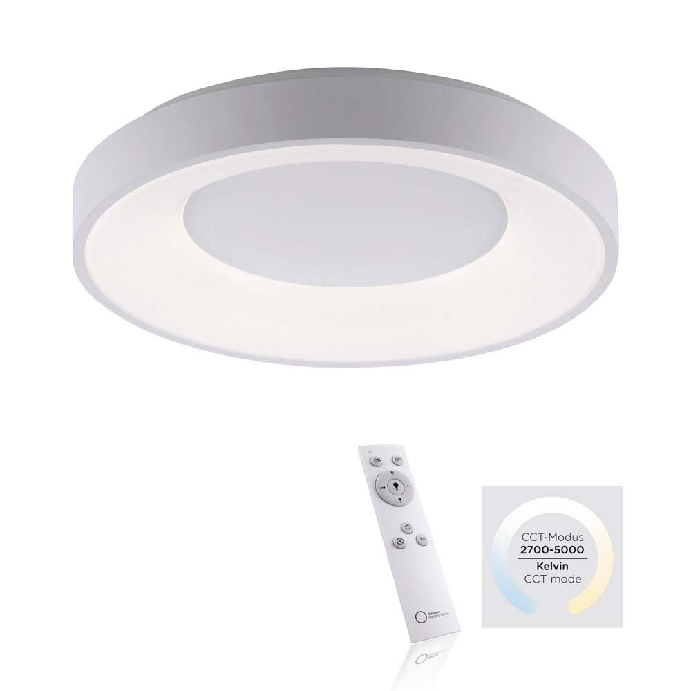 JUST LIGHT LED Deckenleuchte, LED-Leuchtmittel fest verbaut, Kaltweiß, Warmweiß, Neutralweiß, Tageslichtweiß, Farbwechsel, Deckenleuchte Wohnzimmerlampe LED Dimmbar Fernbedienung Weiss D 48 cm
