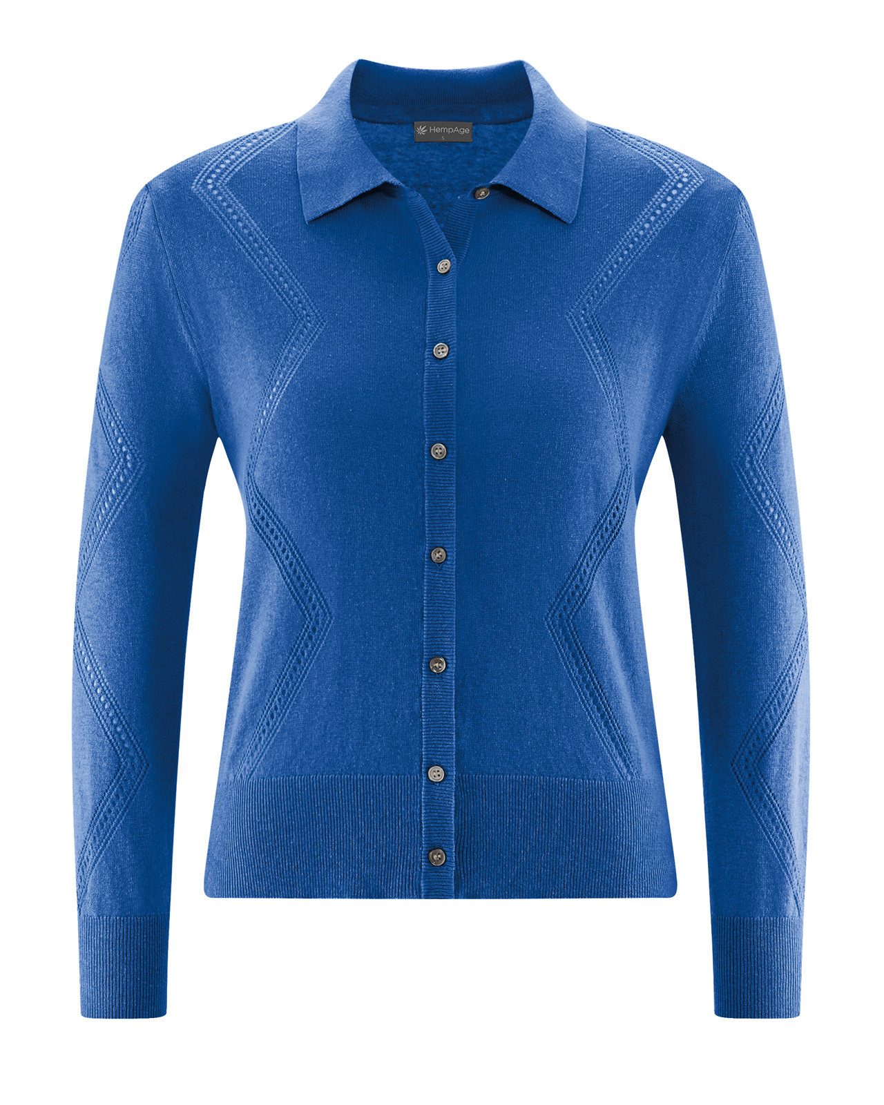 Cardigan Melierte Strick-Jacke mit Lochstruktur Hanf/Biobaumwolle Slim Fit