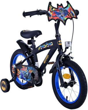 TPFSports Kinderfahrrad DC Batman Fahrrad 14 Zoll, 1 Gang, (Jungs Fahrrad - Rutschfeste Sicherheitsgriffe), Kinder Fahrrad 14 Zoll mit Stützrädern - Schwarz