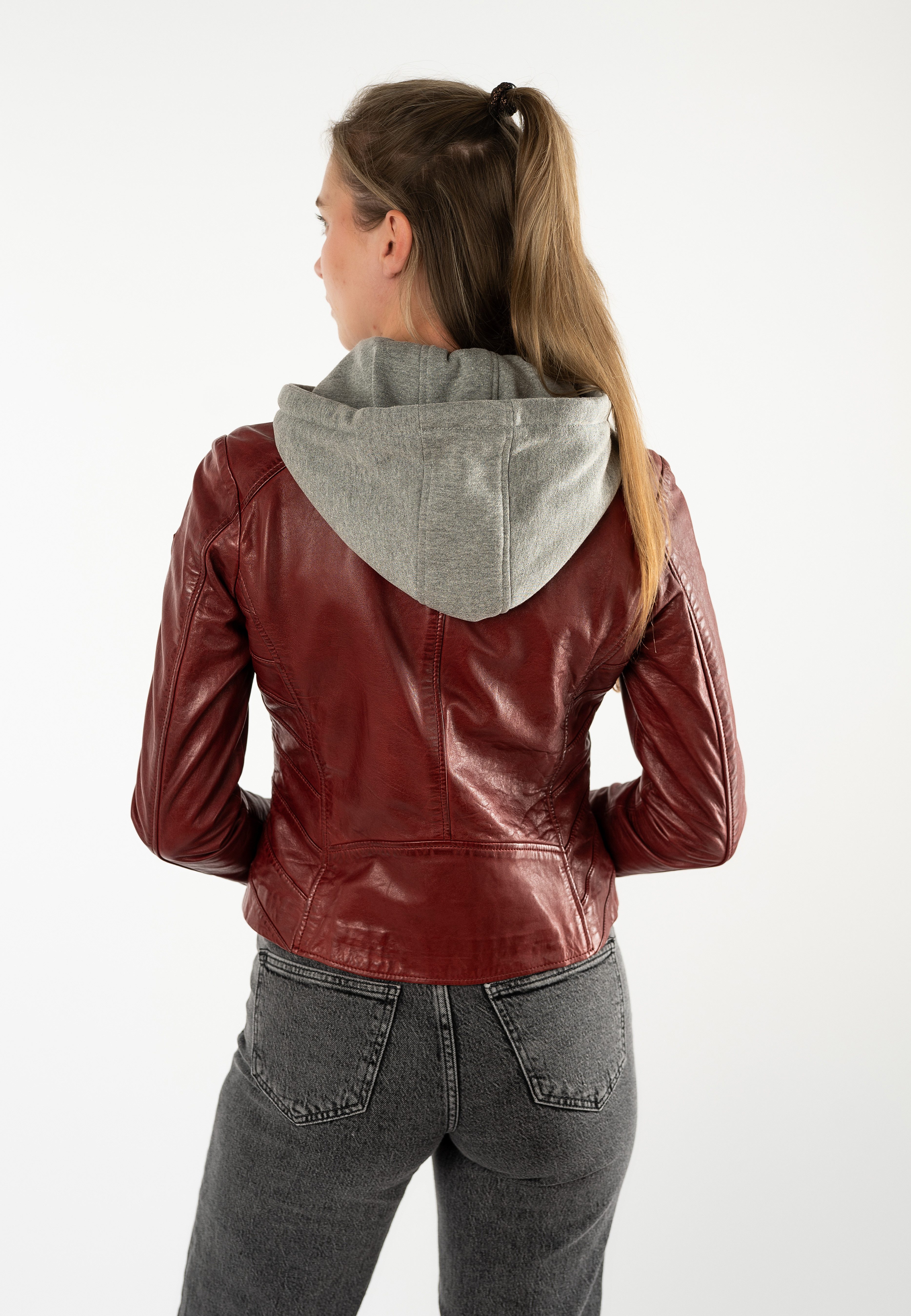 Mauritius Lederjacke MWAlva mit abnehmbarer Kapuze