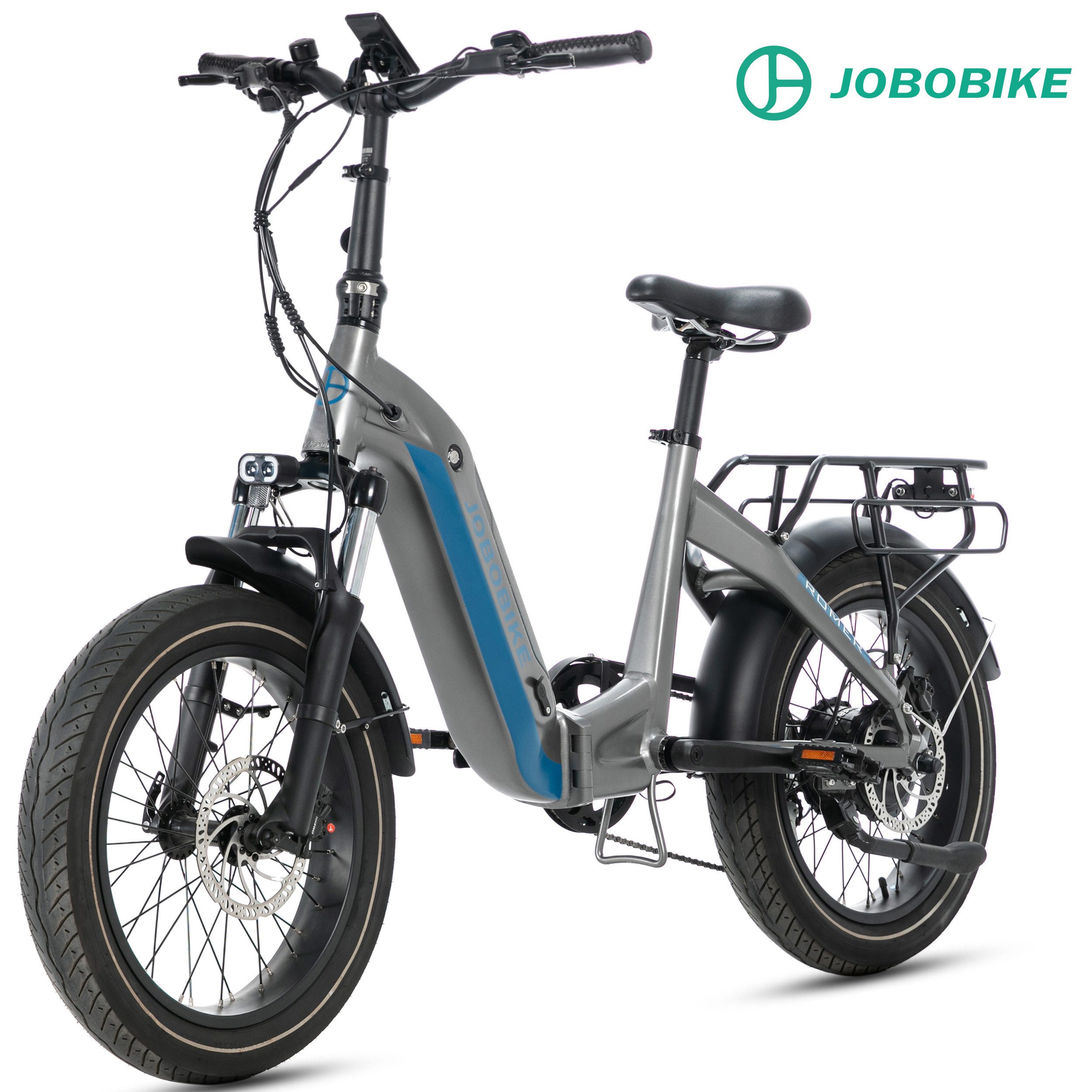 JOBOBIKE E-Bike Klapprad 20x3'' Faltrad, 150km, 80 Nm, Elektrofahrrad bis 130kg, Damen/Herren, 7 Gang Shimano, Kettenschaltung, Heckmotor, 720 Wh, (mit Gepäckträger, LED Display, Tiefeinsteiger-Rahmen), faltbar, Aluminiumrahmen, Pedelec Elektrofahrrad, ab 160cm