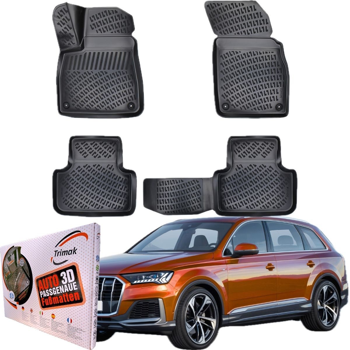 Passform-Fußmatten Oder Kofferraumwanne Oder Set kompatibel mit Audi Q7