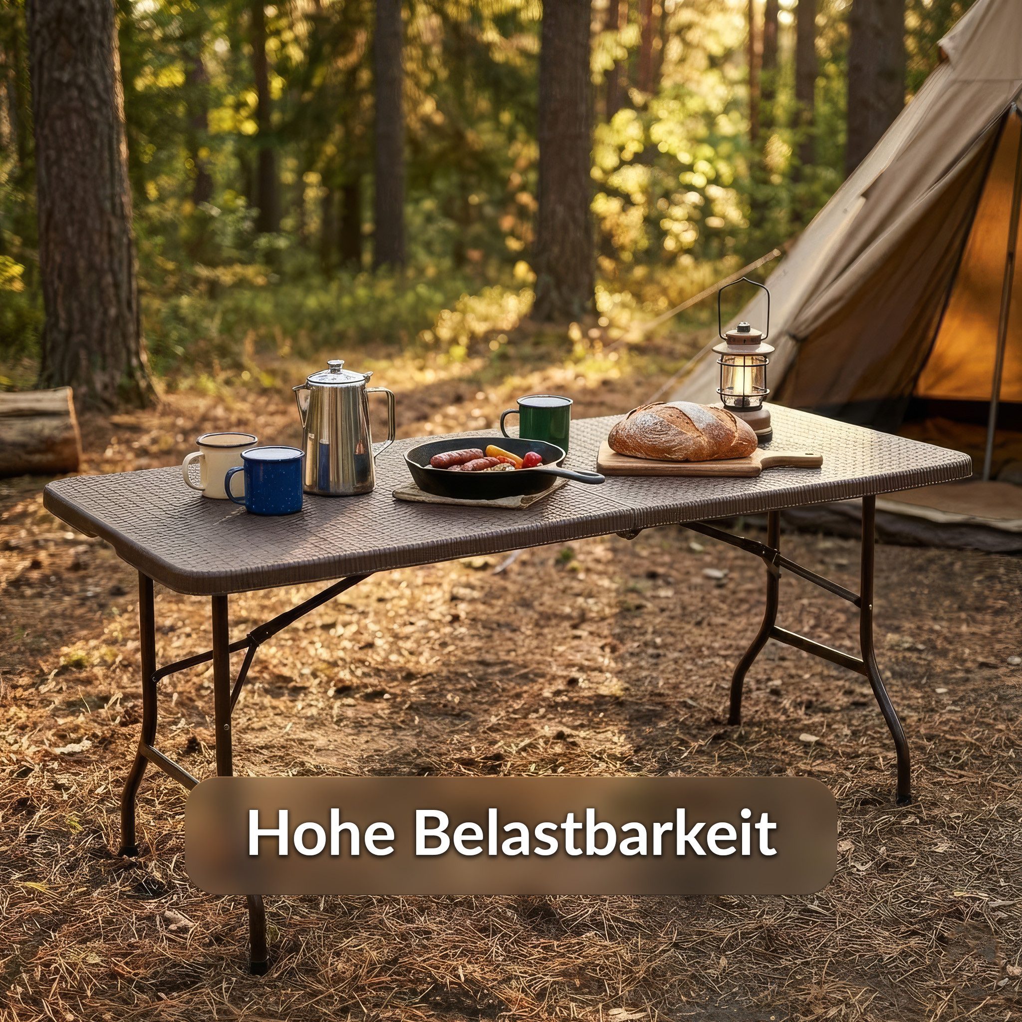 Floordirekt Klapptisch Gartentisch Miyako klappbar 183x75 cm wetterfest faltbar Tragegriff, belastbar bis 150 kg für Garten, Terrasse & Events