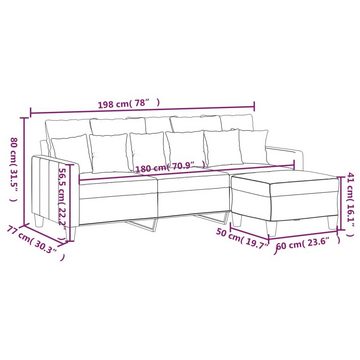 vidaXL Sofa 3-Sitzer-Sofa mit Hocker Dunkelgrau 180 cm Stoff