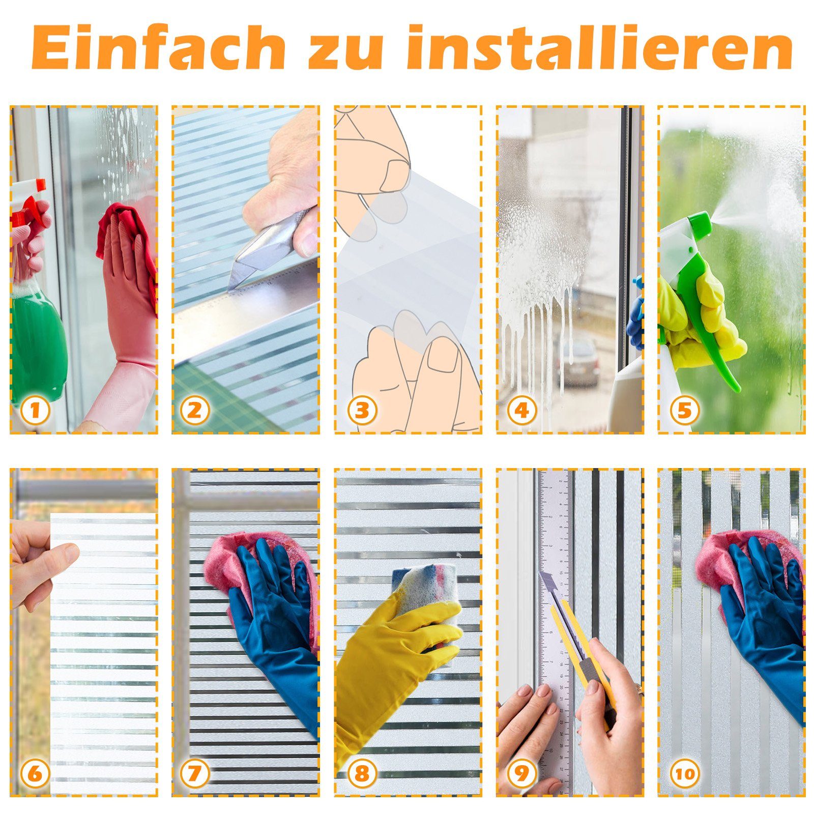 Selbstklebend, Gimisgu Milchglasfolie Fenster Streifen Fensterfolie Fensterfolie Sichtschutzfolie