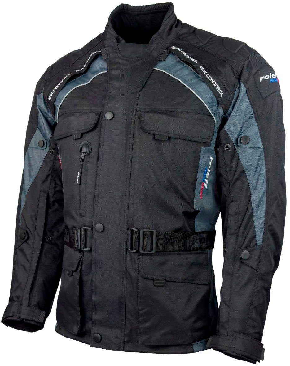 roleff Motorradjacke Liverpool 4 Taschen RO Mit Unisex, Sicherheitsstreifen, schwarz-grau